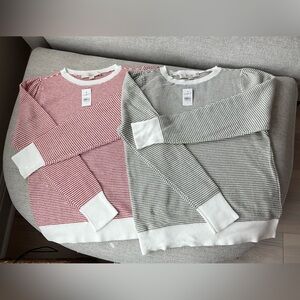 LOFT Red and Gray Striped Crew Neck Sweaters 2 for $25